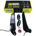 Pair of motorcycle rearview mirrors with yellow running lights and a convex lens, made from aluminium alloy.
