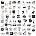 61 black and white simple design PVC waterproof stickers for laptops and phones.