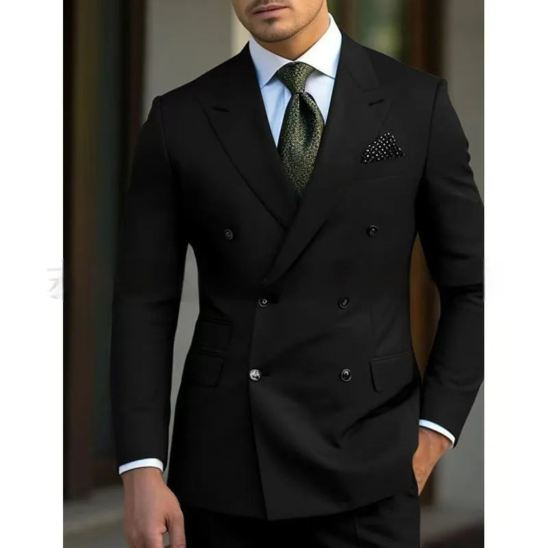 Men's two-piece business suit set in regular cut with jacket and trousers