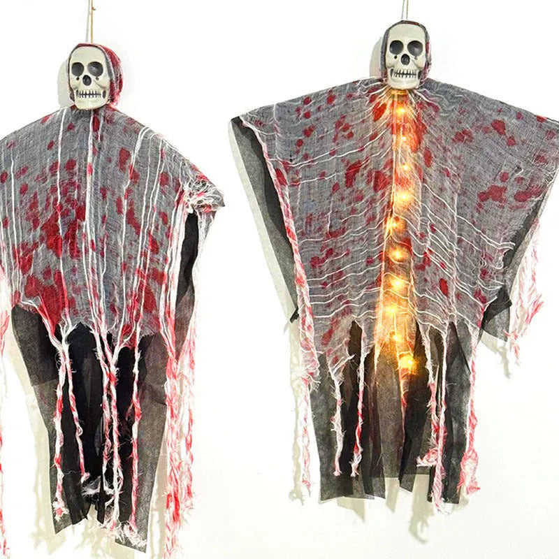 Luminous blood-dyed skull hanging ghost Halloween outdoor decoration with glow-in-the-dark features