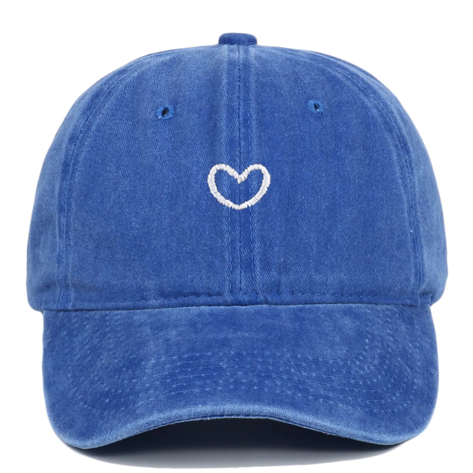 Retro embroidered cotton peaked cap in an adjustable size on a neutral background.