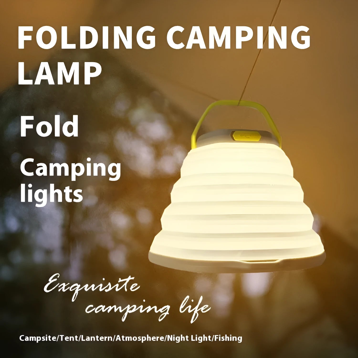 White rechargeable camping lantern with large LED light capacity for tents