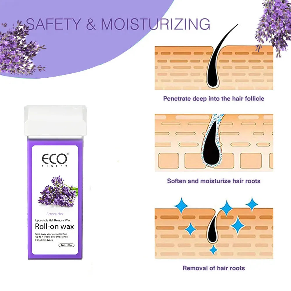 Lavender-scented hair removal wax depilatory cream for full body use.