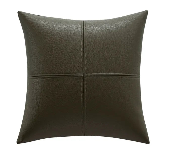 Solid colour soft cowhide leather pillow cover in Nordic style on a sofa