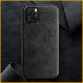 Suede iPhone case in dark blue colour showing textured finish and full-cover back protection design