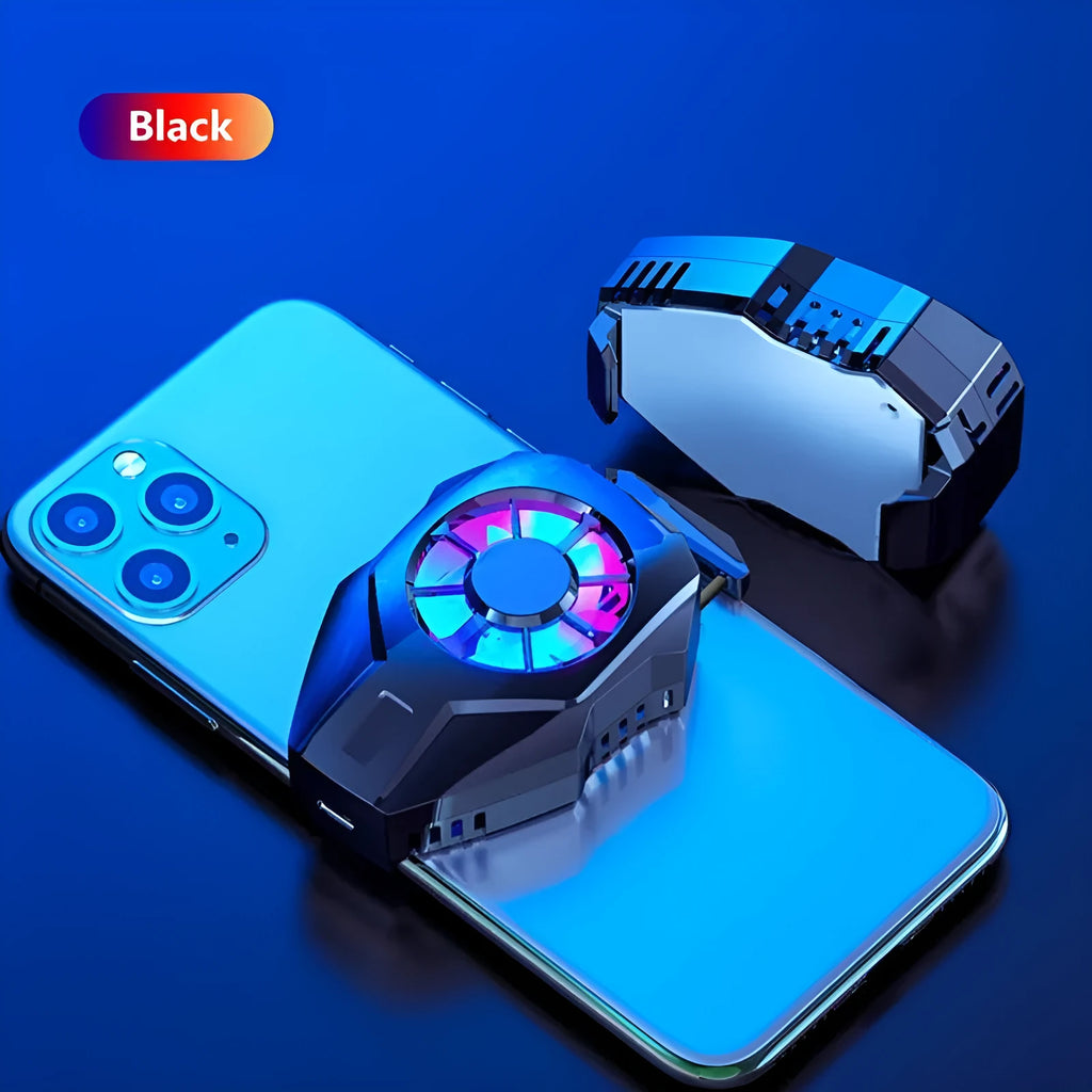 Mini mobile phone cooler in black with USB interface for smartphones
