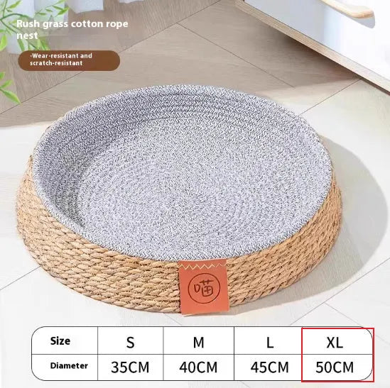 Rattan woven cat bed nest available in four sizes for indoor feline sleeping