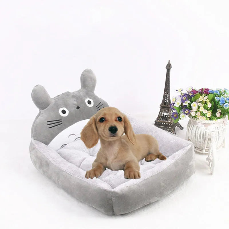 Cartoon-style washable pet bed sofa for small dogs and cats in winter warm plush fabric