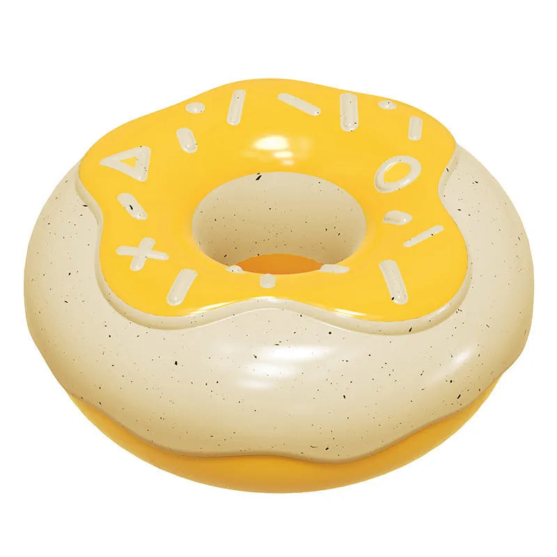 TPR molar teeth cleaning donut dog toy with squeaker in pink, yellow or chocolate colours