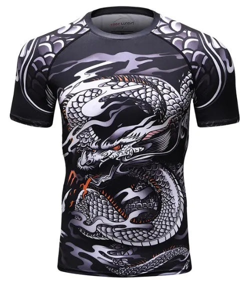 MMA compression rashguard long sleeve T shirt in polyester for gym training