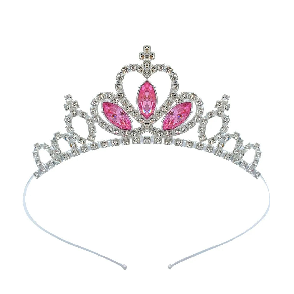 Girl's alloy princess crown with electroplated finish and crystal accents