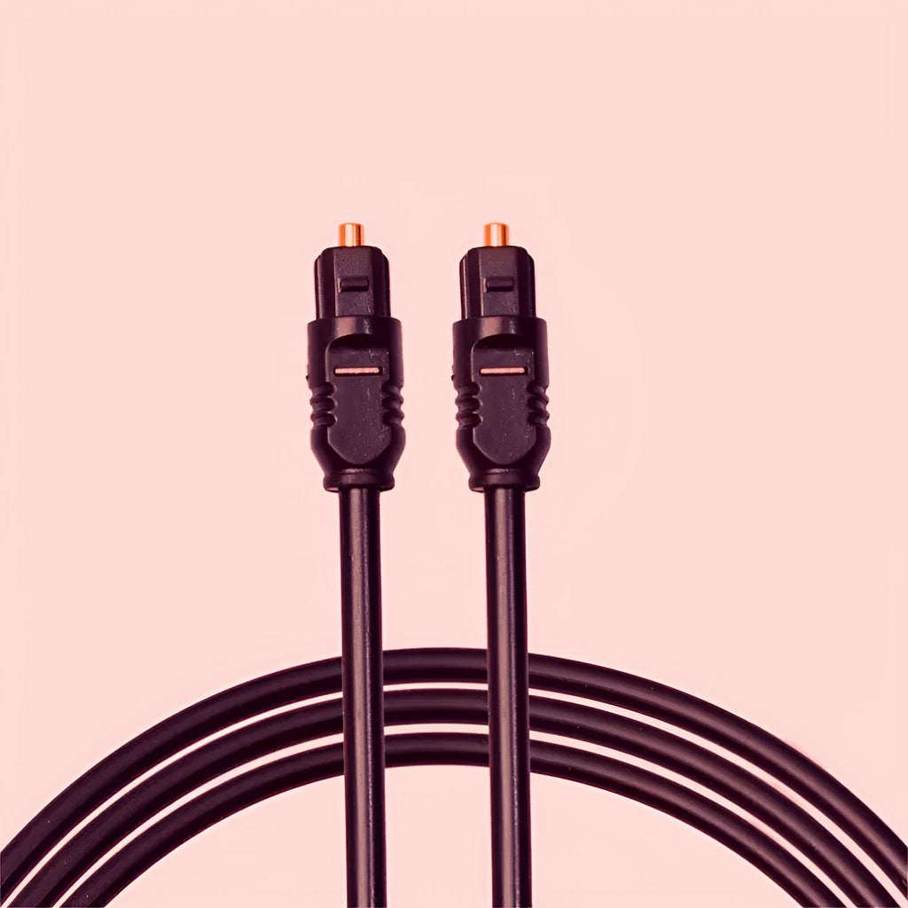 Black Toslink digital optical audio cable with square connectors, 2 metre length