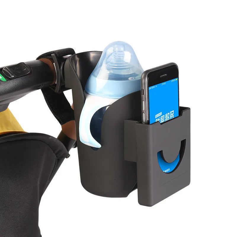 Black ABS baby stroller cup holder and mobile phone stand set