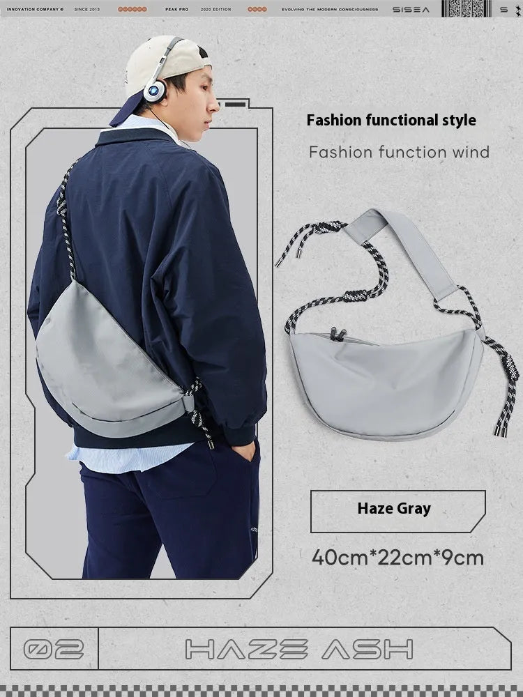Men's lightweight nylon messenger bag in urban simplicity style with large capacity