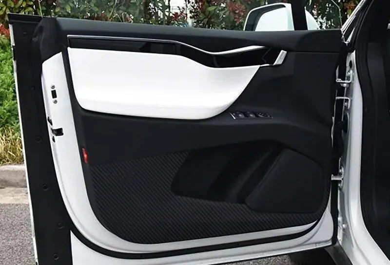 Clear carbon fibre protective film for Tesla Model S front and rear car doors