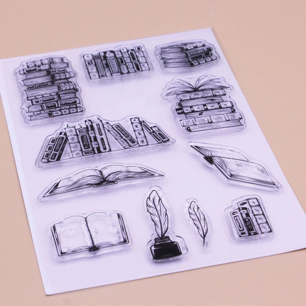 White silicone stamp with pattern design measuring 11x16 cm with transparent adhesive backing