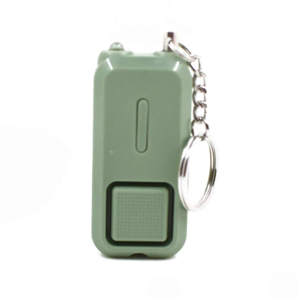 ZQ-202 personal safety alarm in pink, black, white, yellow or green with compact 65x30x12mm dimensions