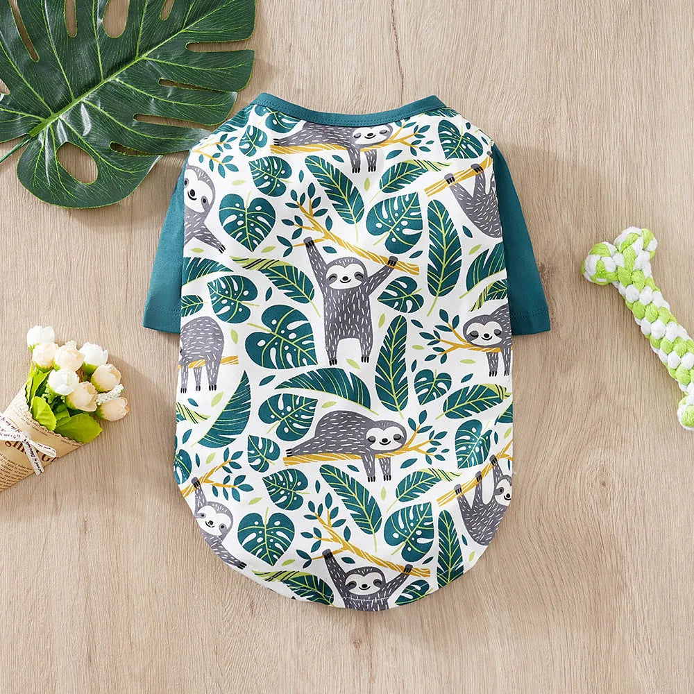 Full print polyester dog t-shirt for small pets in sizes S XXL with colour codes QZ030 QZ037