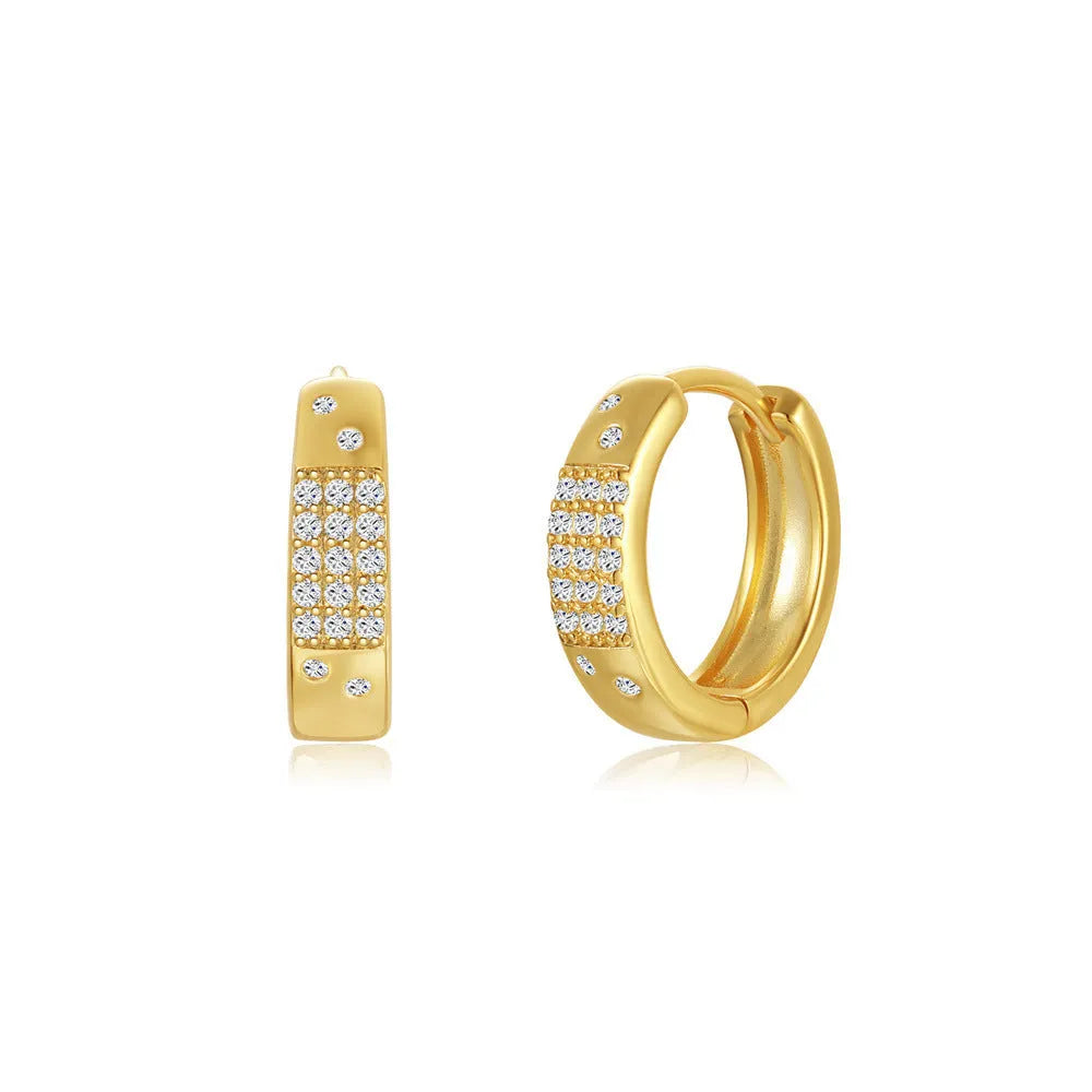 Gold electroplated brass earclip earrings with geometric round design in three style options