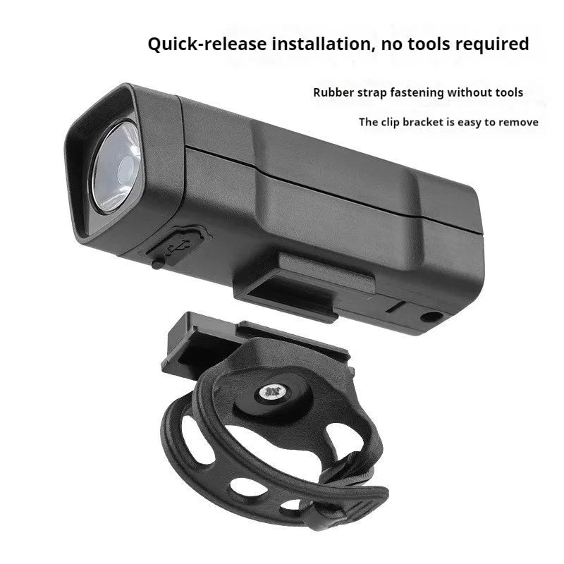 USB rechargeable bicycle headlight with quick release strap mount