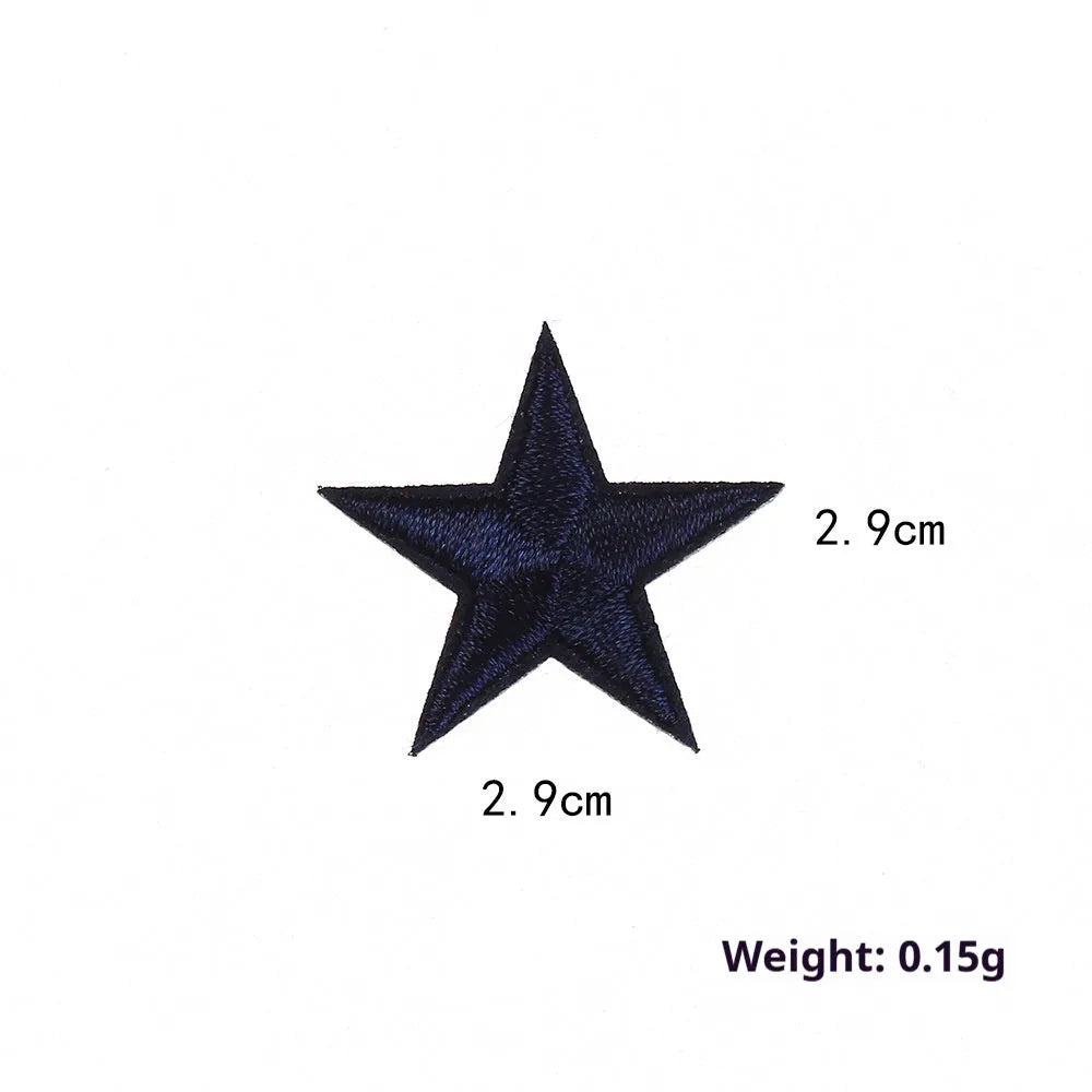 Colourful five-pointed star cloth embroidery stickers for DIY clothing decoration and craft projects