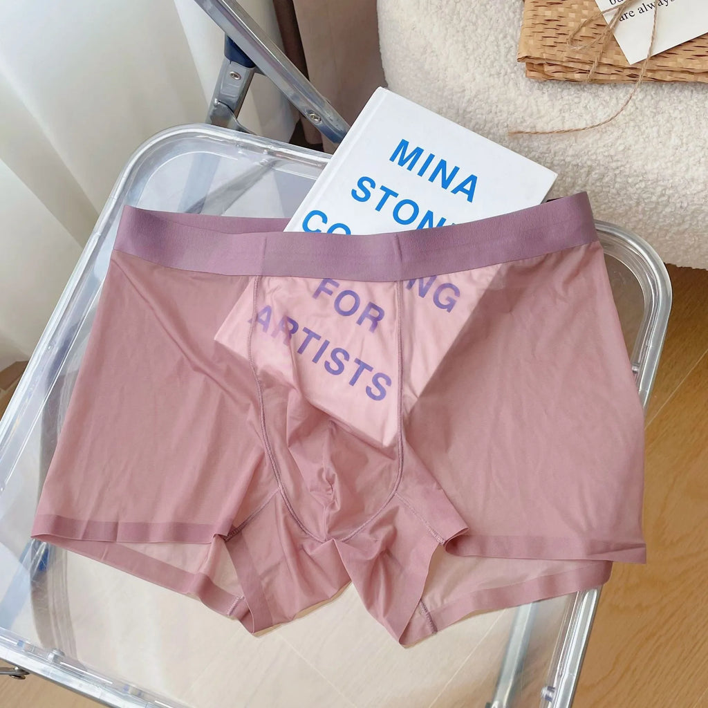 Men's nylon boxer shorts in six colours with seamless quick-dry design