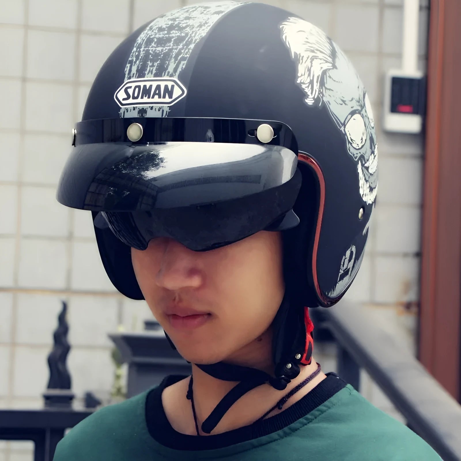 Retro-style half helmet for motorcycles on a plain background, shown in a bright yellow KT67 colour variant.