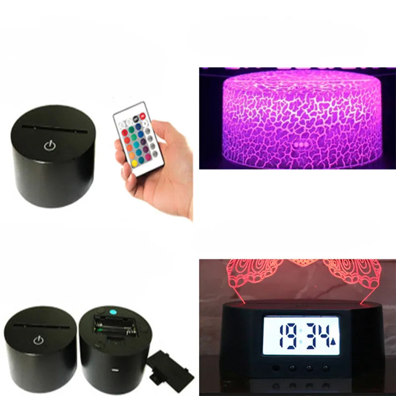 Shark shaped 3D LED table lamp with colourful acrylic light panel on black ABS base