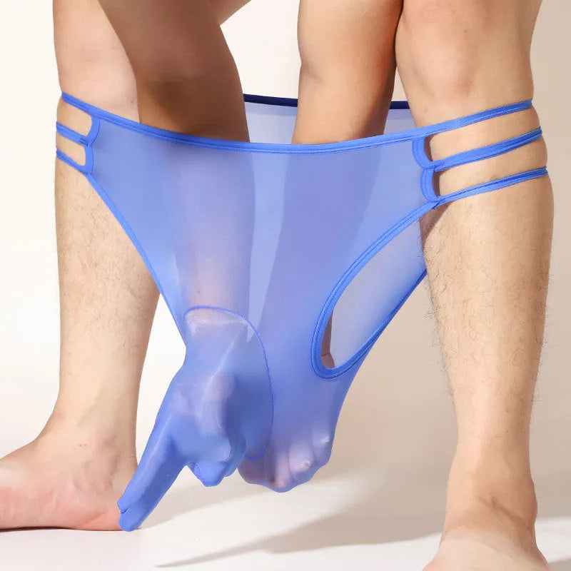 Men's transparent nylon shorts with an elephant nose design in a solid colour on a mid waist free size fit