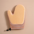 Pet grooming glove for hair removal in dark blue colour showing mesh fabric texture
