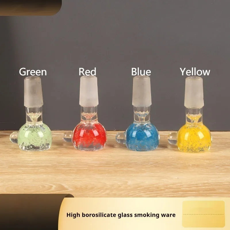 Transparent coloured glass trumpet smoking pipe 7cm geometric shape