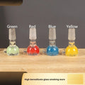 Transparent coloured glass trumpet smoking pipe 7cm geometric shape