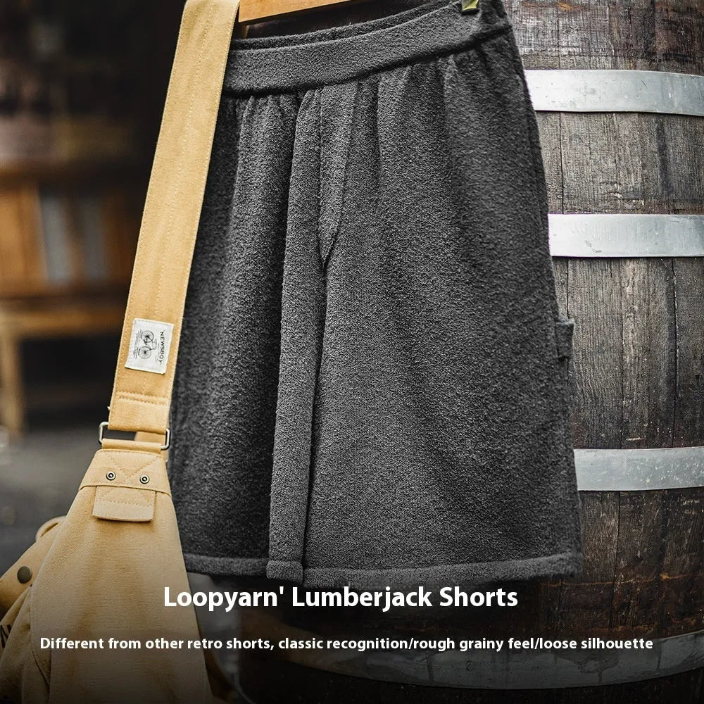 Cement grey straight-leg men's sport shorts with elastic waistband and loose fit