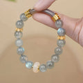 Light green emerald ice-like floating flower girl half bracelet with round elements