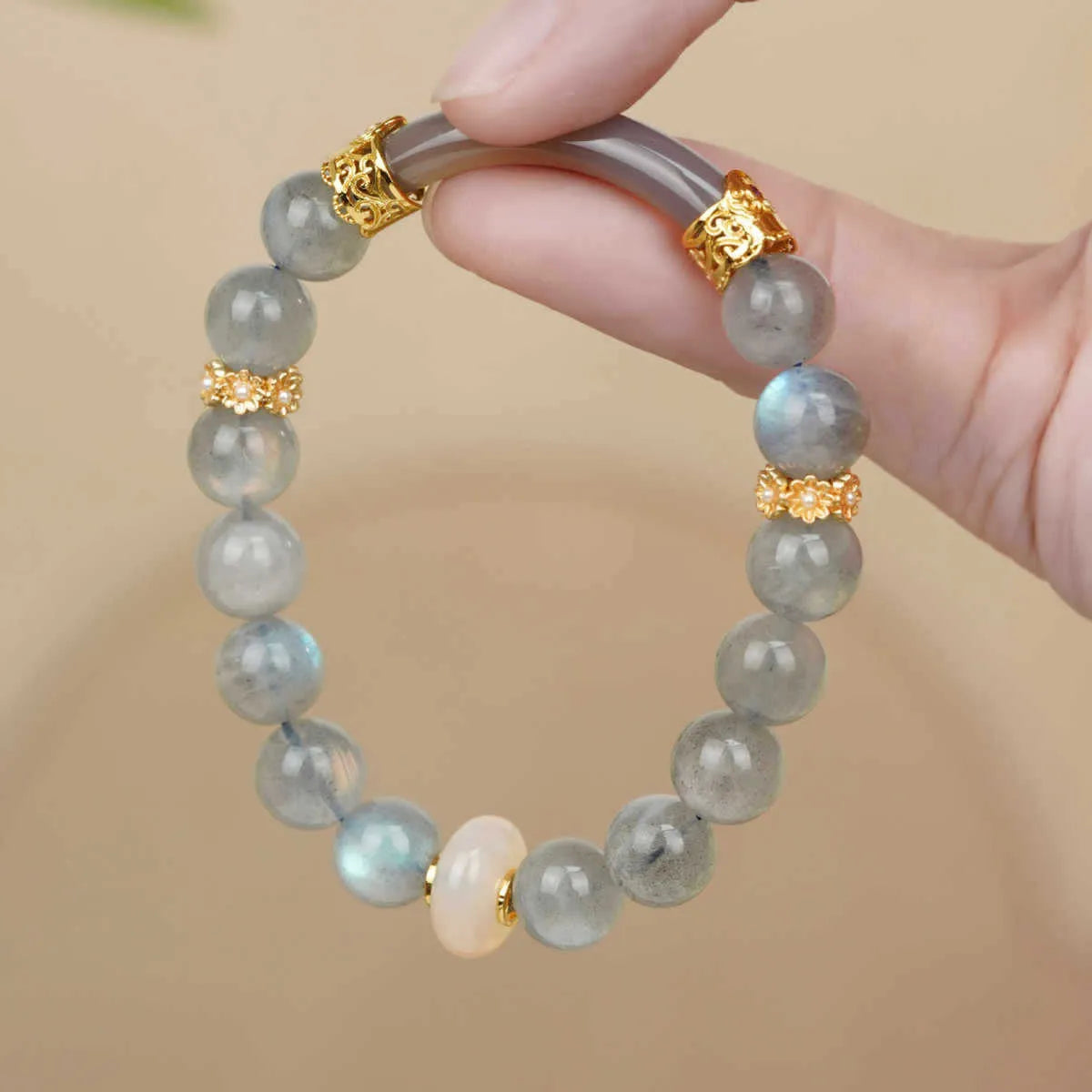 Light green emerald ice-like floating flower girl half bracelet with round elements