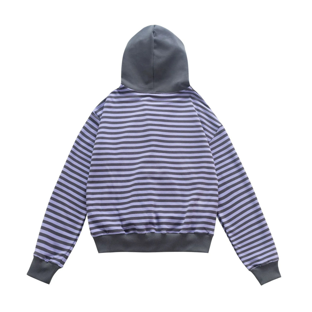 Autumn women's cotton cardigan coat with oblique zipper, short length 40cm, available in gray and purple colours