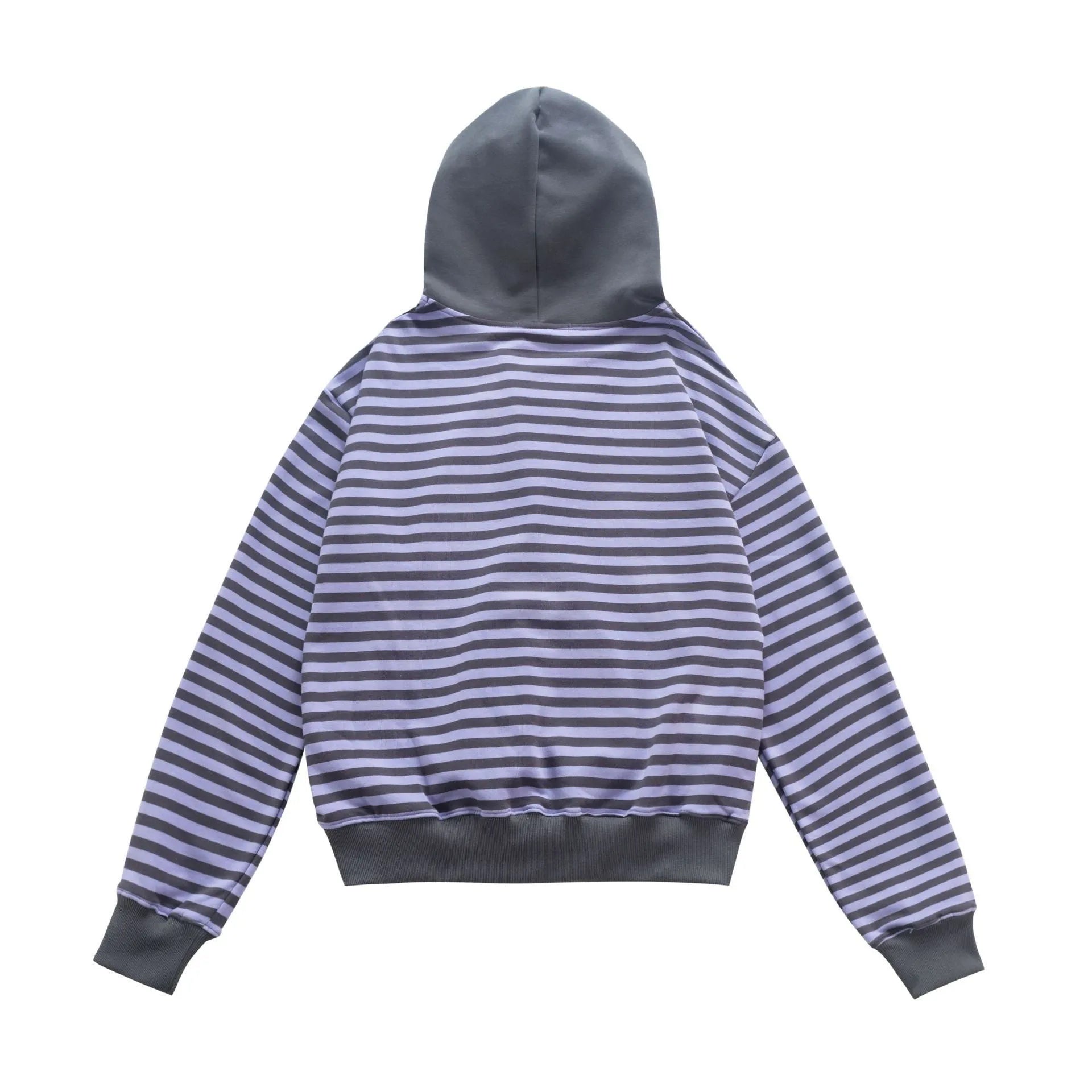 Autumn women's cotton cardigan coat with oblique zipper, short length 40cm, available in gray and purple colours