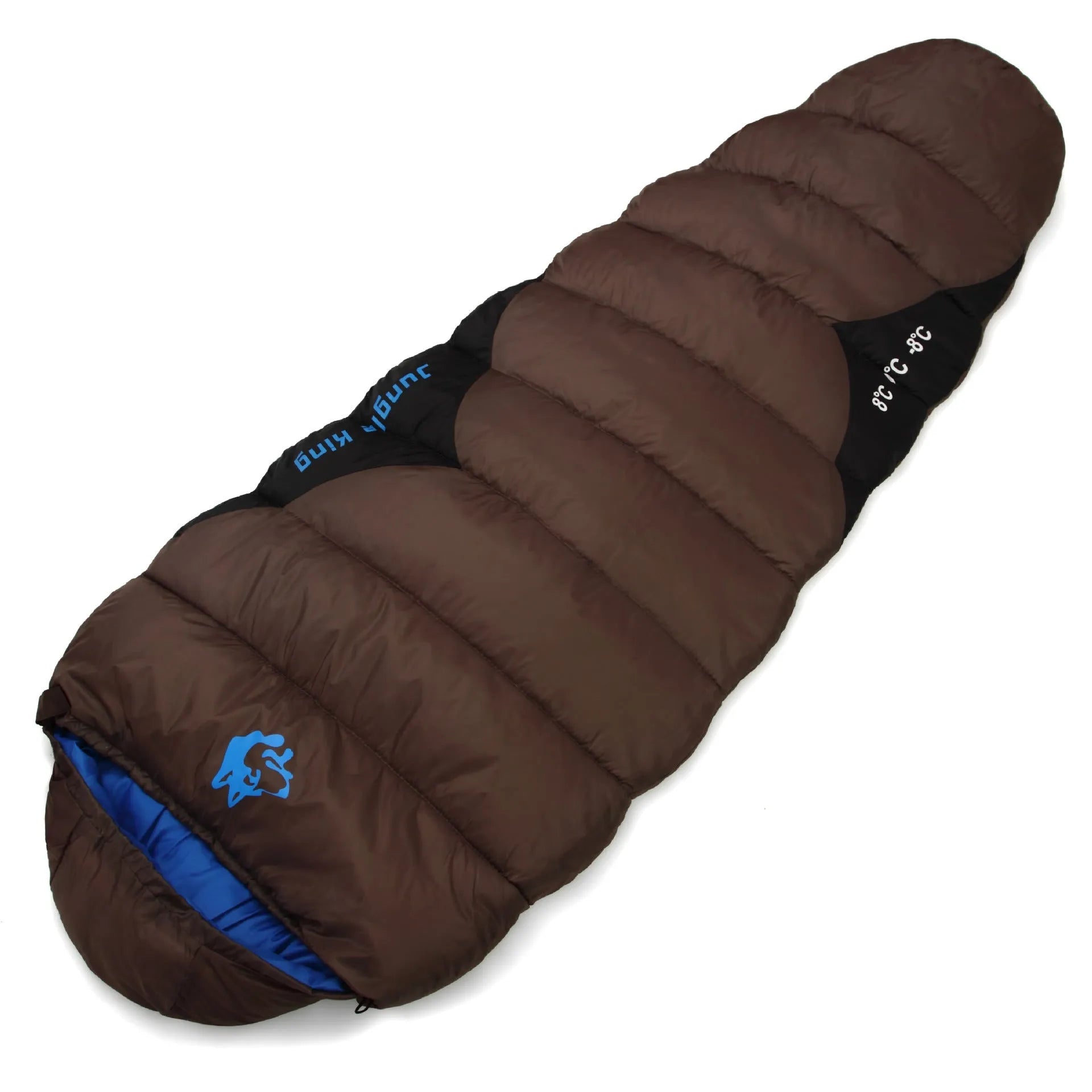 Mummy-style outdoor sleeping bag in army green with compression storage bag for camping