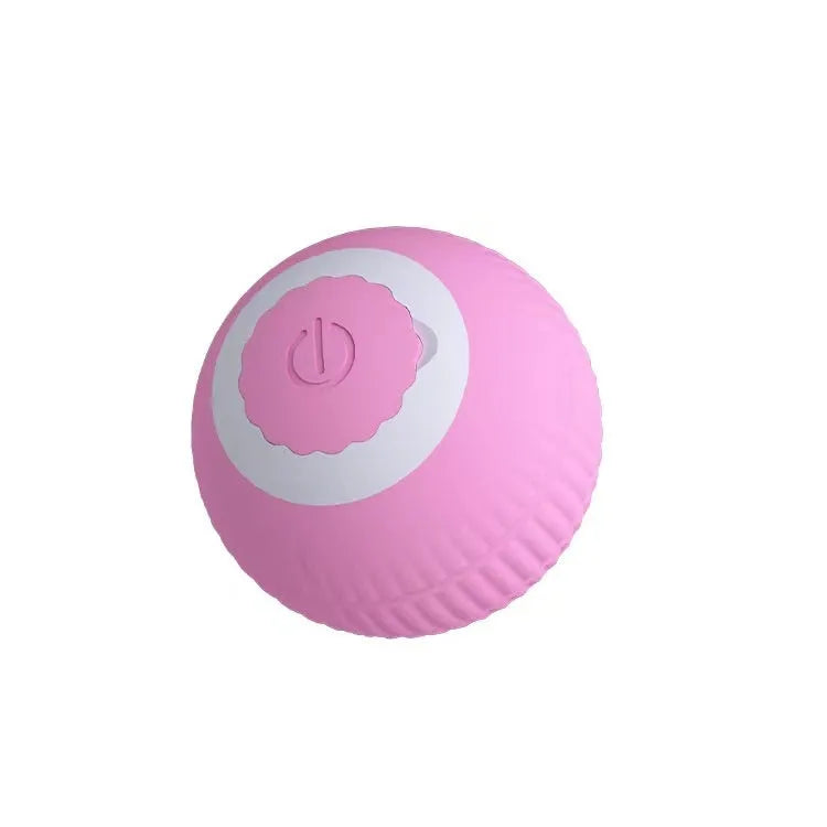 Blue silicone gravity rolling cat teasing ball on a light floor
