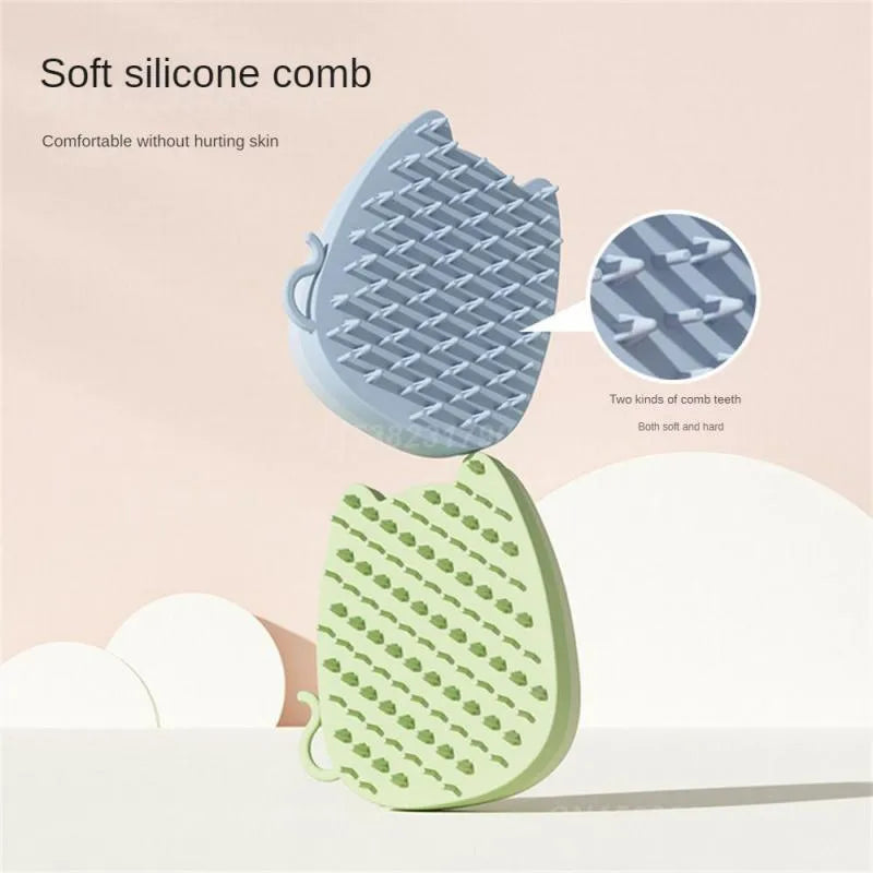 Brown sponge silicone pet comb and grooming brush for cat and dog hair removal.