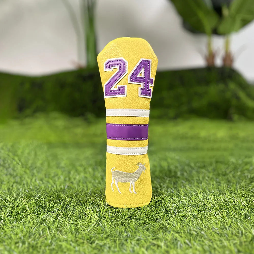 Set of four PU golf club head cover sleeves in assorted colours for fairway woods and putter.