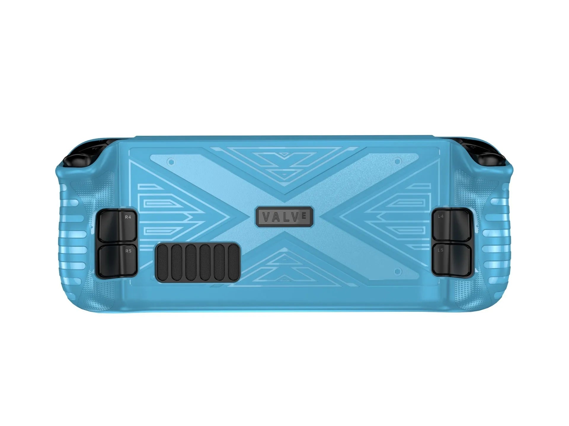 Steam Deck protective silicone case in red, blue, and black colours showing flexible TPU material