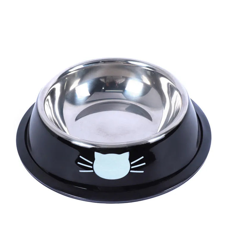 Set of stainless steel pet bowls in multicolour with non-slip base, 11.5 cm wide, for cats and small dogs