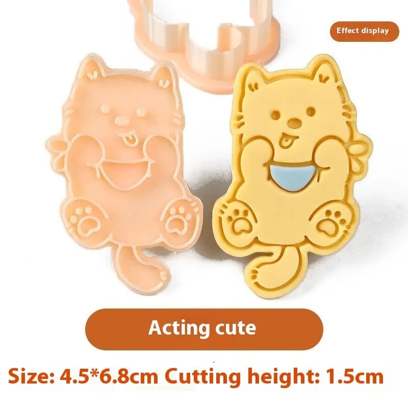 Plastic cartoon dog biscuit mould set with multiple puppy-themed designs