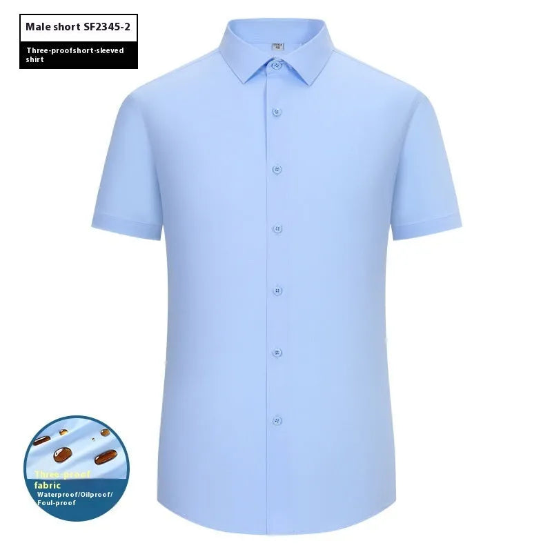 Men's bamboo fibre waterproof work shirt with square collar in slim fit business formal style