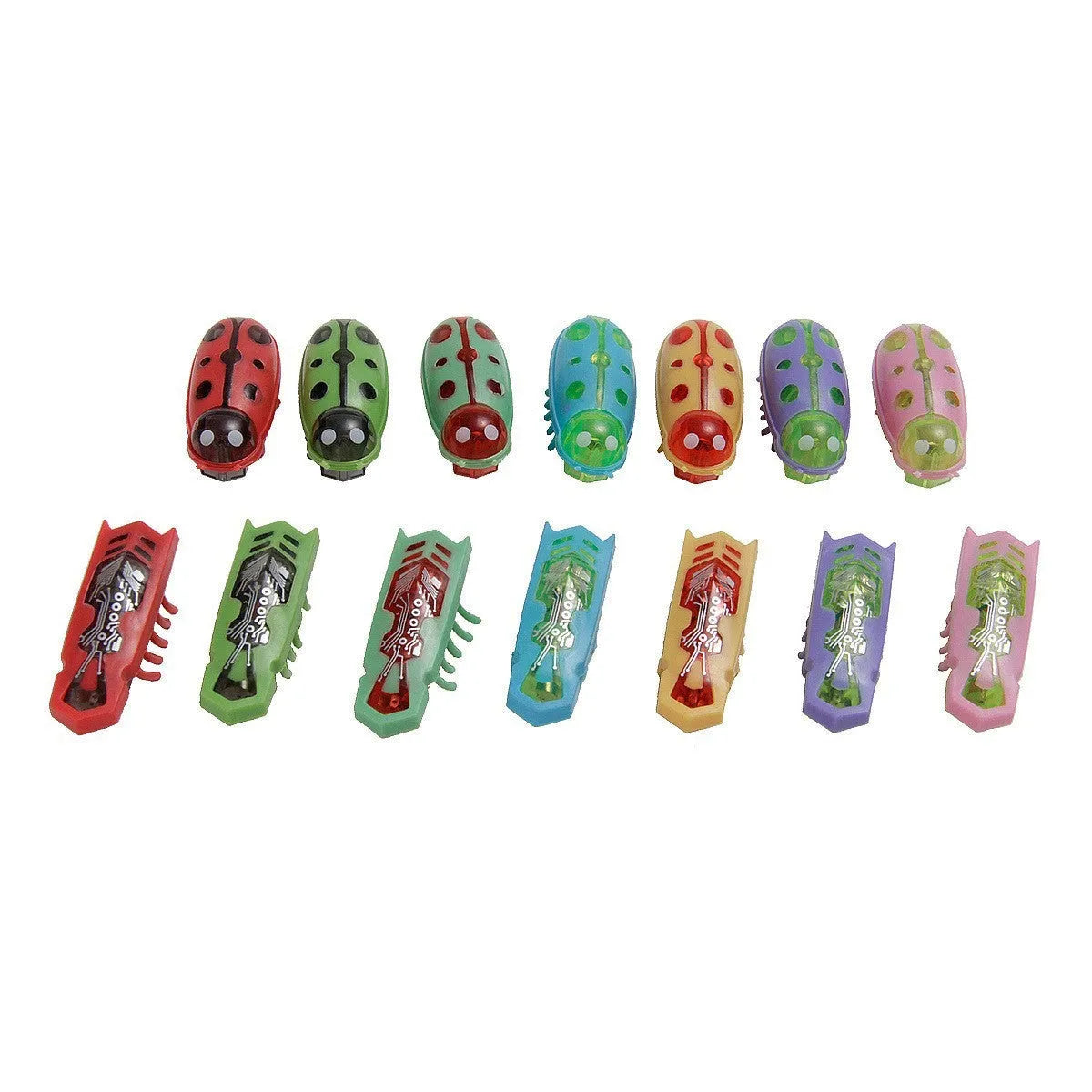 Miniature electronic worm cat teasing toy in ladybug and iron cow designs with vibrating motion