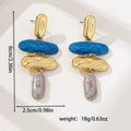 Geometric zinc alloy stud earrings with electroplated multicolour finish for women