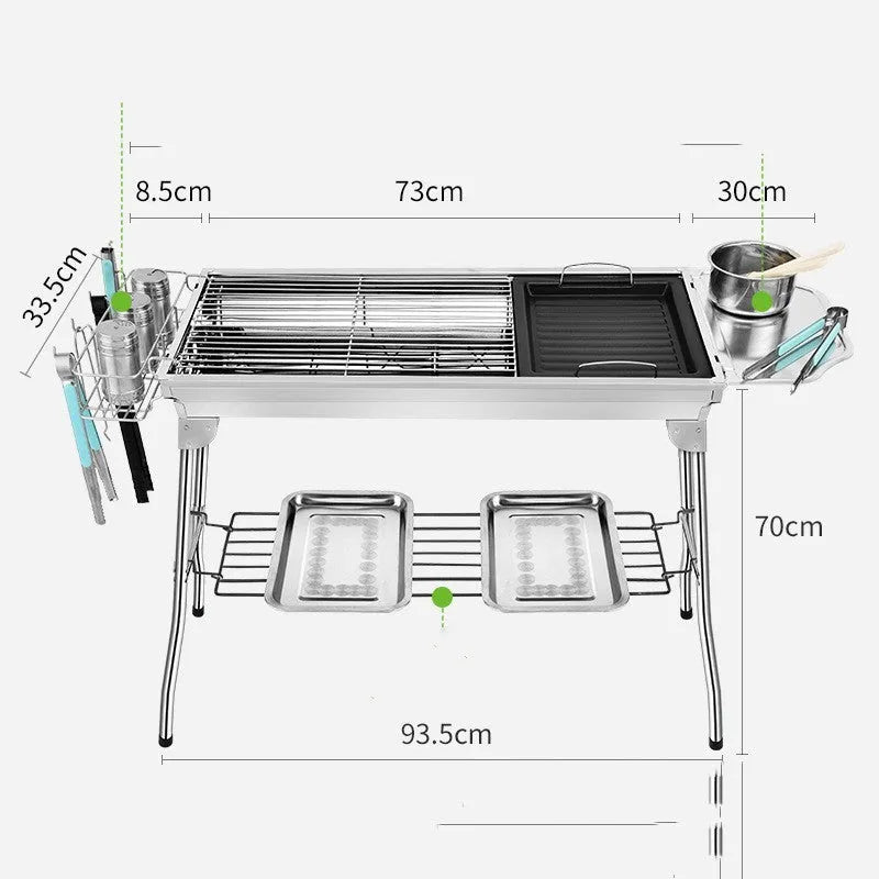 Stainless steel folding barbecue oven with portable design for outdoor cooking