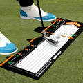 Black neoprene golf swing posture correction pad for beginner stance alignment training