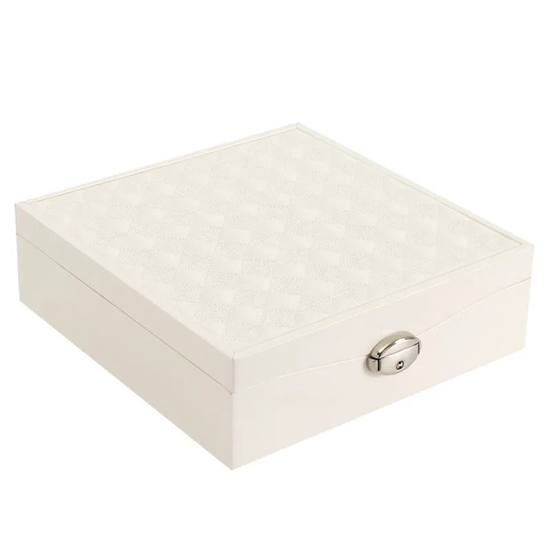 Large capacity red jewellery storage box with compartments for necklaces and rings